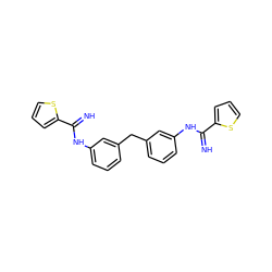 N=C(Nc1cccc(Cc2cccc(NC(=N)c3cccs3)c2)c1)c1cccs1 ZINC000103253461