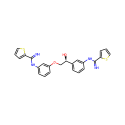 N=C(Nc1cccc(OC[C@@H](O)c2cccc(NC(=N)c3cccs3)c2)c1)c1cccs1 ZINC000103253473