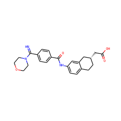 N=C(c1ccc(C(=O)Nc2ccc3c(c2)C[C@H](CC(=O)O)CC3)cc1)N1CCOCC1 ZINC000003951488