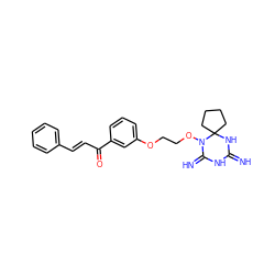 N=C1NC(=N)N(OCCOc2cccc(C(=O)/C=C/c3ccccc3)c2)C2(CCCC2)N1 ZINC001772616764