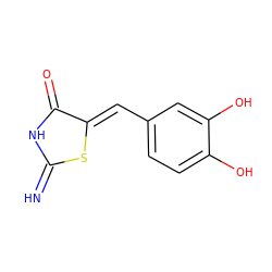 N=C1NC(=O)/C(=C/c2ccc(O)c(O)c2)S1 ZINC000003029861