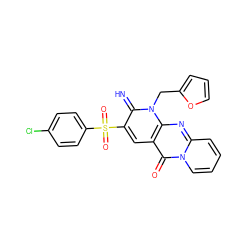 N=c1c(S(=O)(=O)c2ccc(Cl)cc2)cc2c(=O)n3ccccc3nc2n1Cc1ccco1 ZINC000002222033