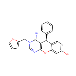 N=c1c2c(ncn1Cc1ccco1)Oc1cc(O)ccc1[C@@H]2c1ccccc1 ZINC000100512639