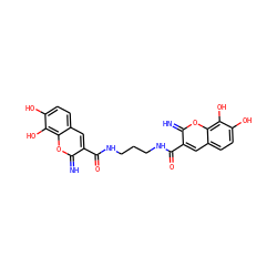 N=c1oc2c(O)c(O)ccc2cc1C(=O)NCCCNC(=O)c1cc2ccc(O)c(O)c2oc1=N ZINC000049088221