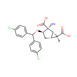 N[C@@]1(C(=O)O)[C@H](OC(c2ccc(Cl)cc2)c2ccc(Cl)cc2)C[C@@H]2[C@H]1[C@@]2(F)C(=O)O ZINC000013582234