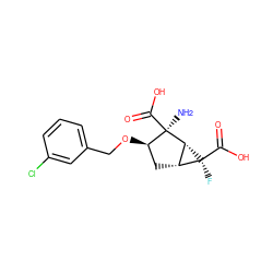 N[C@@]1(C(=O)O)[C@H](OCc2cccc(Cl)c2)C[C@@H]2[C@H]1[C@@]2(F)C(=O)O ZINC000013582143