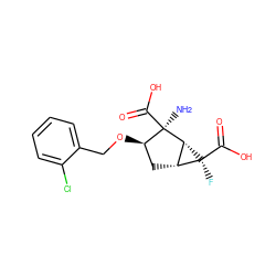 N[C@@]1(C(=O)O)[C@H](OCc2ccccc2Cl)C[C@@H]2[C@H]1[C@@]2(F)C(=O)O ZINC000013582140