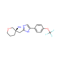 N[C@@]1(Cc2ncc(-c3ccc(OC(F)(F)F)cc3)[nH]2)CCCOC1 ZINC000207269425