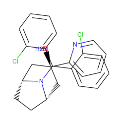 N[C@@]1(c2ccccn2)C[C@@H]2CC[C@H](C1)N2C(c1ccccc1Cl)c1ccccc1Cl ZINC000103227244