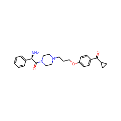 N[C@@H](C(=O)N1CCN(CCCOc2ccc(C(=O)C3CC3)cc2)CC1)c1ccccc1 ZINC000013444814