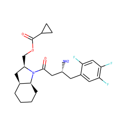 N[C@@H](CC(=O)N1[C@H](COC(=O)C2CC2)C[C@@H]2CCCC[C@@H]21)Cc1cc(F)c(F)cc1F ZINC000299823316
