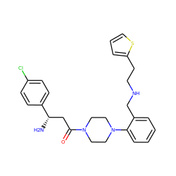 N[C@@H](CC(=O)N1CCN(c2ccccc2CNCCc2cccs2)CC1)c1ccc(Cl)cc1 ZINC000028396589