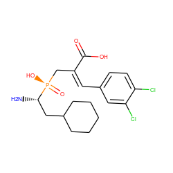 N[C@@H](CC1CCCCC1)[P@](=O)(O)C/C(=C/c1ccc(Cl)c(Cl)c1)C(=O)O ZINC000027104819