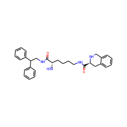 N[C@@H](CCCCNC(=O)[C@@H]1Cc2ccccc2CN1)C(=O)NCC(c1ccccc1)c1ccccc1 ZINC000653729198