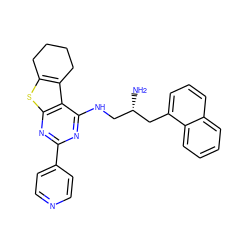 N[C@@H](CNc1nc(-c2ccncc2)nc2sc3c(c12)CCCC3)Cc1cccc2ccccc12 ZINC000223666338