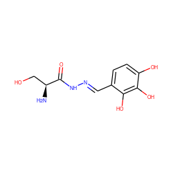 N[C@@H](CO)C(=O)N/N=C/c1ccc(O)c(O)c1O ZINC000019640421