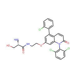 N[C@@H](CO)C(=O)NCCOc1cc(-c2ccccc2Cl)c2ccc(=O)n(-c3c(Cl)cccc3Cl)c2c1 ZINC000029125446