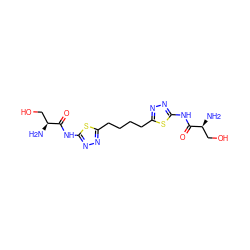 N[C@@H](CO)C(=O)Nc1nnc(CCCCc2nnc(NC(=O)[C@@H](N)CO)s2)s1 ZINC000169697910