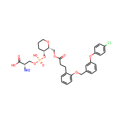 N[C@@H](CO[P@](=O)(O)O[C@@H]1CCCO[C@@H]1COC(=O)CCc1ccccc1OCc1cccc(Oc2ccc(Cl)cc2)c1)C(=O)O ZINC000653914363