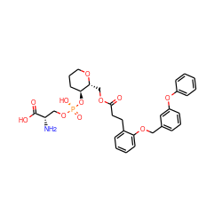 N[C@@H](CO[P@](=O)(O)O[C@H]1CCCO[C@@H]1COC(=O)CCc1ccccc1OCc1cccc(Oc2ccccc2)c1)C(=O)O ZINC000220959125