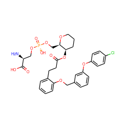 N[C@@H](CO[P@](=O)(O)OC[C@H]1OCCC[C@H]1OC(=O)CCc1ccccc1OCc1cccc(Oc2ccc(Cl)cc2)c1)C(=O)O ZINC000653890275