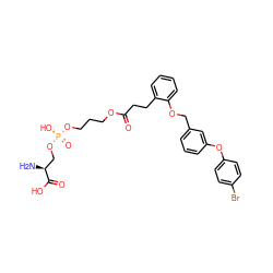 N[C@@H](CO[P@](=O)(O)OCCCOC(=O)CCc1ccccc1OCc1cccc(Oc2ccc(Br)cc2)c1)C(=O)O ZINC001772598514