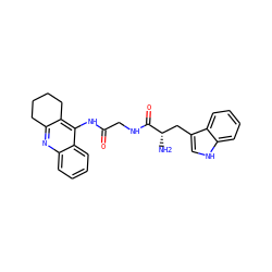 N[C@@H](Cc1c[nH]c2ccccc12)C(=O)NCC(=O)Nc1c2c(nc3ccccc13)CCCC2 ZINC000040953071