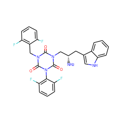 N[C@@H](Cc1c[nH]c2ccccc12)Cn1c(=O)n(Cc2c(F)cccc2F)c(=O)n(-c2c(F)cccc2F)c1=O ZINC000028338327