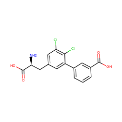 N[C@@H](Cc1cc(Cl)c(Cl)c(-c2cccc(C(=O)O)c2)c1)C(=O)O ZINC000045340391