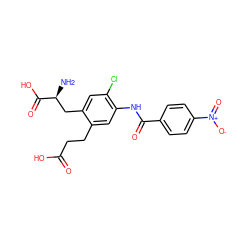 N[C@@H](Cc1cc(Cl)c(NC(=O)c2ccc([N+](=O)[O-])cc2)cc1CCC(=O)O)C(=O)O ZINC000299818960