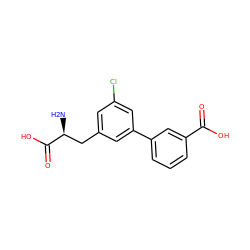 N[C@@H](Cc1cc(Cl)cc(-c2cccc(C(=O)O)c2)c1)C(=O)O ZINC001772639312