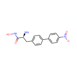 N[C@@H](Cc1ccc(-c2ccc([N+](=O)[O-])cc2)cc1)C(=O)NO ZINC000035075532