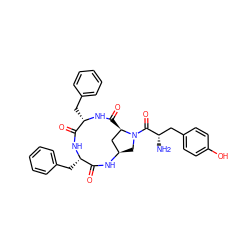 N[C@@H](Cc1ccc(O)cc1)C(=O)N1C[C@@H]2C[C@H]1C(=O)N[C@@H](Cc1ccccc1)C(=O)N[C@@H](Cc1ccccc1)C(=O)N2 ZINC000084652199