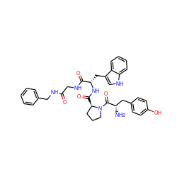 N[C@@H](Cc1ccc(O)cc1)C(=O)N1CCC[C@H]1C(=O)N[C@@H](Cc1c[nH]c2ccccc12)C(=O)NCC(=O)NCc1ccccc1 ZINC000049695330