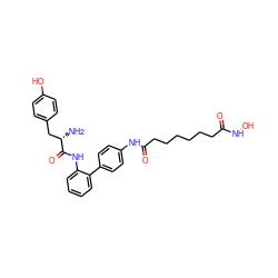 N[C@@H](Cc1ccc(O)cc1)C(=O)Nc1ccccc1-c1ccc(NC(=O)CCCCCCC(=O)NO)cc1 ZINC000028655636