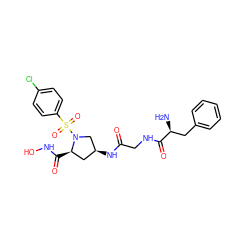 N[C@@H](Cc1ccccc1)C(=O)NCC(=O)N[C@H]1C[C@@H](C(=O)NO)N(S(=O)(=O)c2ccc(Cl)cc2)C1 ZINC000169332202