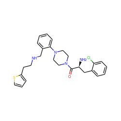 N[C@@H](Cc1ccccc1Cl)C(=O)N1CCN(c2ccccc2CNCCc2cccs2)CC1 ZINC000028392894