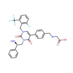 N[C@@H](Cn1c(=O)c(-c2ccc(CNCC(=O)O)cc2)cn(Cc2c(F)cccc2C(F)(F)F)c1=O)c1ccccc1 ZINC000042834709