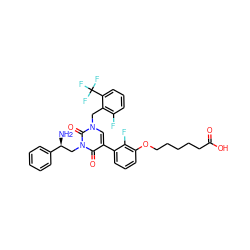 N[C@@H](Cn1c(=O)c(-c2cccc(OCCCCCC(=O)O)c2F)cn(Cc2c(F)cccc2C(F)(F)F)c1=O)c1ccccc1 ZINC000049833107