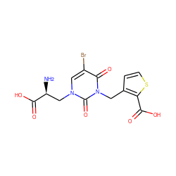 N[C@@H](Cn1cc(Br)c(=O)n(Cc2ccsc2C(=O)O)c1=O)C(=O)O ZINC000035323735