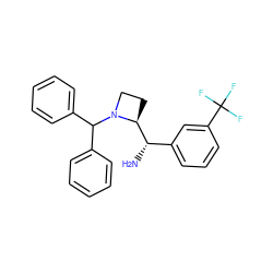 N[C@@H](c1cccc(C(F)(F)F)c1)[C@@H]1CCN1C(c1ccccc1)c1ccccc1 ZINC000022941543