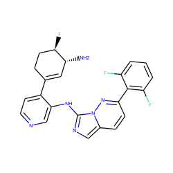 N[C@@H]1C=C(c2ccncc2Nc2ncc3ccc(-c4c(F)cccc4F)nn23)CC[C@H]1F ZINC000142970455