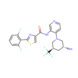 N[C@@H]1C[C@@H](C(F)(F)F)CN(c2ccncc2NC(=O)c2csc(-c3c(F)cccc3F)n2)C1 ZINC000169286368