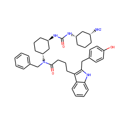 N[C@@H]1CCC[C@H](NC(=O)N[C@@H]2CCC[C@@H](N(Cc3ccccc3)C(=O)CCCc3c(Cc4ccc(O)cc4)[nH]c4ccccc34)C2)C1 ZINC000028826304