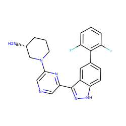 N[C@@H]1CCCN(c2cncc(-c3n[nH]c4ccc(-c5c(F)cccc5F)cc34)n2)C1 ZINC000150155952