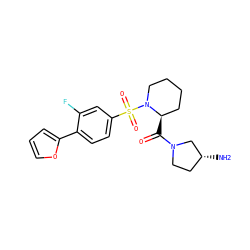 N[C@@H]1CCN(C(=O)[C@@H]2CCCCN2S(=O)(=O)c2ccc(-c3ccco3)c(F)c2)C1 ZINC000040414096