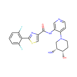 N[C@@H]1CN(c2ccncc2NC(=O)c2csc(-c3c(F)cccc3F)n2)CC[C@@H]1O ZINC000141505386