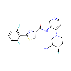 N[C@@H]1CN(c2ccncc2NC(=O)c2csc(-c3c(F)cccc3F)n2)CC[C@H]1F ZINC000169706488