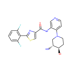 N[C@@H]1CN(c2ccncc2NC(=O)c2csc(-c3c(F)cccc3F)n2)CC[C@H]1O ZINC000169706487