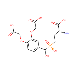 N[C@H](CC[P@](=O)(O)[C@H](O)c1ccc(OCC(=O)O)c(OCC(=O)O)c1)C(=O)O ZINC001772575641